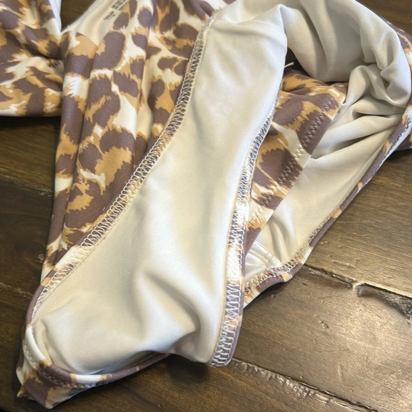 Aerie Animal Print Wrap One Piece Bikini Tan Brown Cheetah Leopard M Medium - Picture 6 of 6